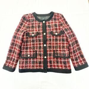 Anine Bing Lydia Checked woolblend Bouclétweed jacket Blazer Size Small Portugal